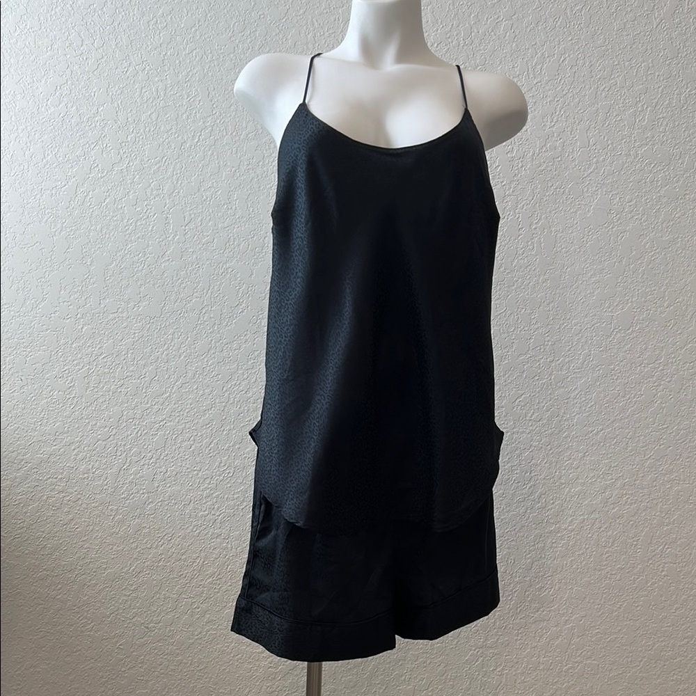 Victoria's Secret Black Leopard Satin Pajama Set